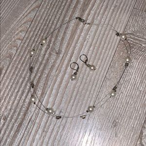 Handmade Matching Imitation Pearl & Rhinestone Set